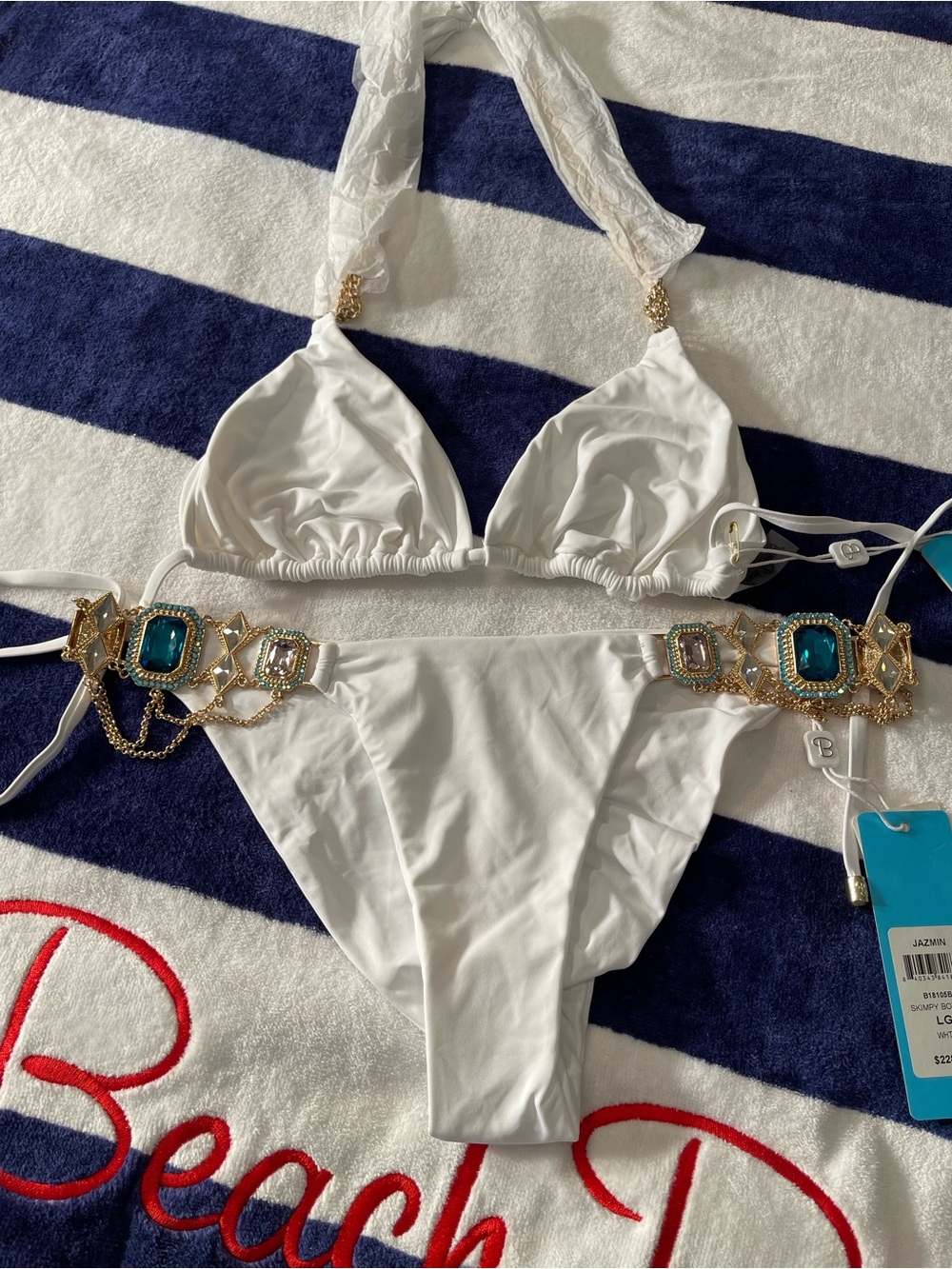 NWT beach bunny bikini ball and chain top and Jazmine bottoms XL/L set - Picture 9 of 11